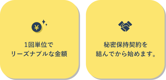 1回単位でリーズナブルな金額 秘密保持契約を結んでから始めます。